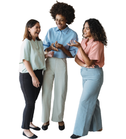 Three women discussing a product they researched together