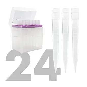 5000uL Universal Racked Laboratory Pipette Tips, Sterile Dnase/Rnase Free, Pyrogen Safe [5mL, Non-Filtered, 24 Tips]