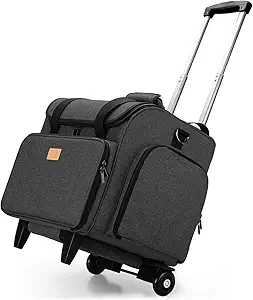 LUXJA Serger Case with Detachable Dolly, Serger Bag with Removable Padding Pad (Fit for Most Standard Serger Machines), Black